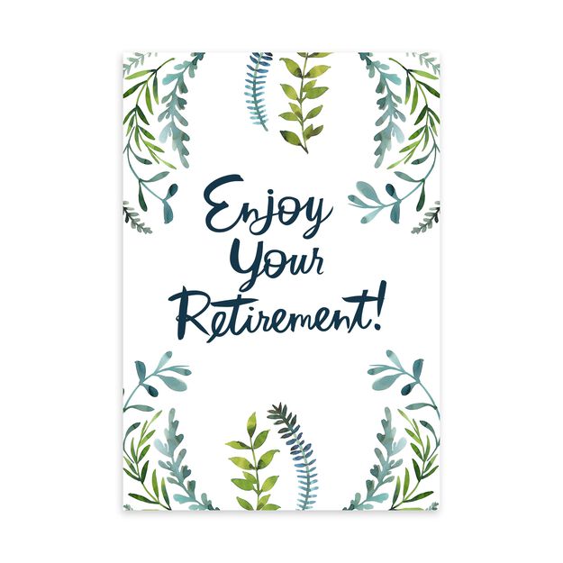 Watercolor Greenery Retirement Card