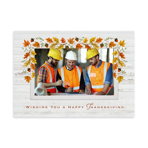 Oak Leaf Garland Thanksgiving Photo Card