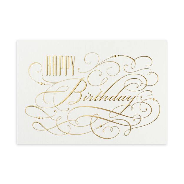 Gold & White Elegance Birthday Card