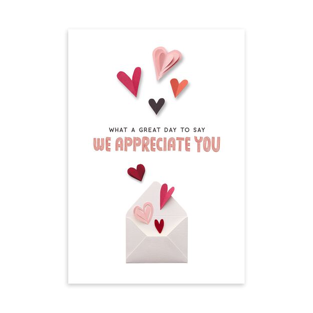 Paper Hearts & Envelope Valentine’s Day Card