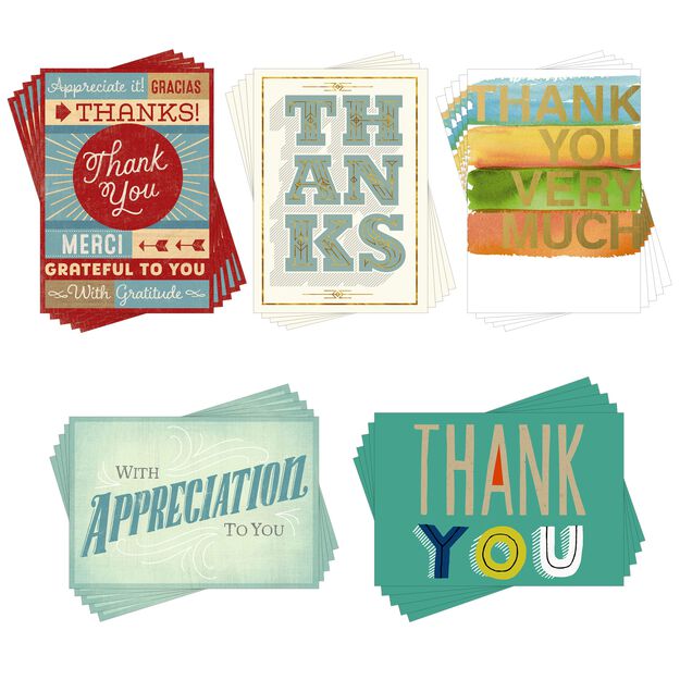 Classic Appreciation Assorted Thank You Cards 25 Pack